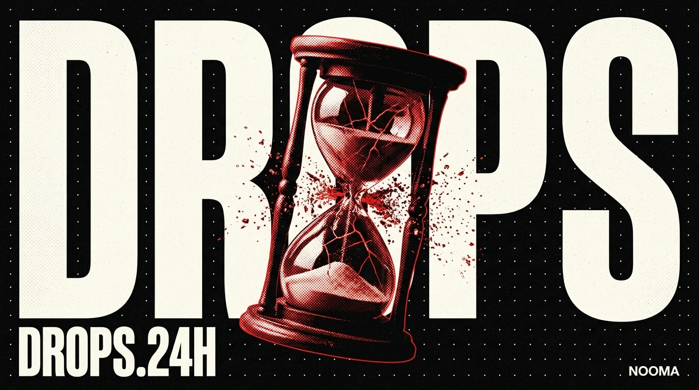 Capa do DROPS 24H: ampulheta rachada em vermelho