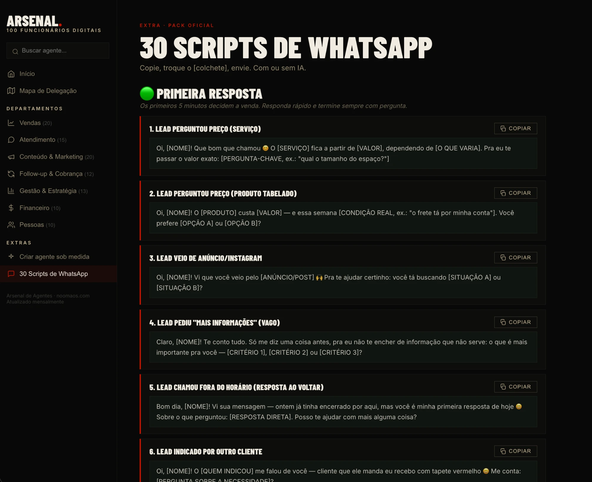 Pack de 30 scripts de WhatsApp